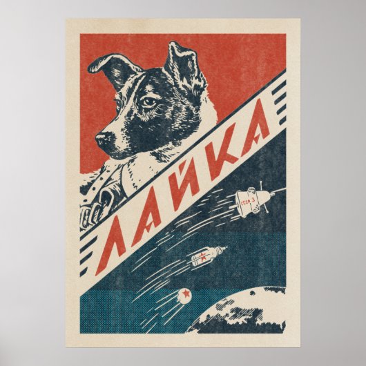 Laika, Sovjet-ruimtehond — retro-ruimte Poster (Voorkant)
