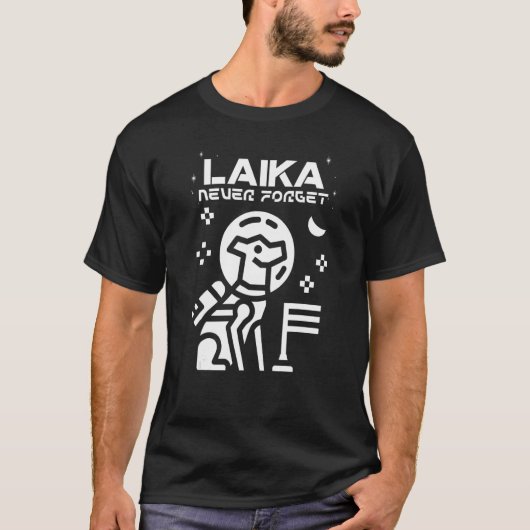 Laika Space Dog Astronaut Vergeet nooit T-shirt (Voorkant)