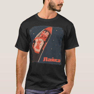 Laika Space Dog op het Sovjet Sputnik Ruimteschip T-shirt