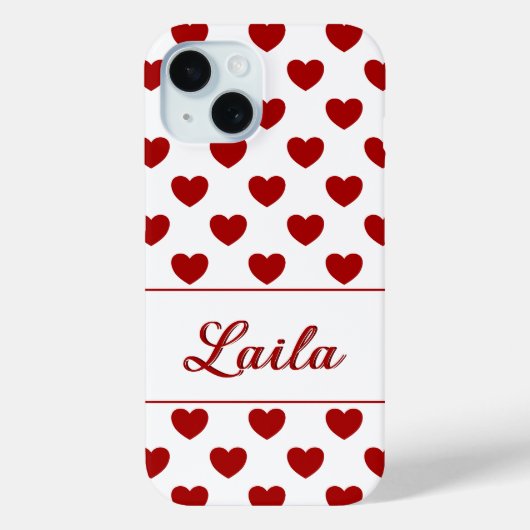 Laila - Aangepaste naam - Red Hearts Polka Dot Pat Case-Mate iPhone Case (Achterkant)