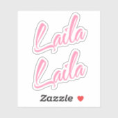 Laila Decoratieve Naam in Roze x2 Sticker (Vel)