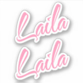 Laila Decoratieve Naam in Roze x2 Sticker (Voorkant)