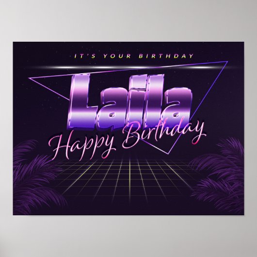 Laila Name Vorname lila retro Poster Geburtstag (Voorkant)