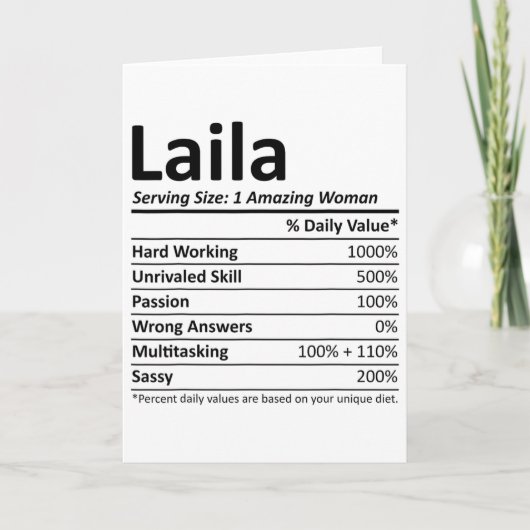 Laila Voeding Gepersonaliseerde Naam Grappig Kerst Kaart (Voorkant)