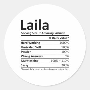 Laila Voeding Gepersonaliseerde Naam Grappig Kerst Ronde Sticker