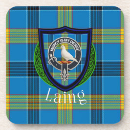 Laing Schotse Clan Tartan & Crest Bier Onderzetter