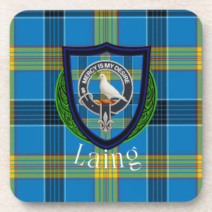 Laing Schotse Clan Tartan & Crest Bier Onderzetter