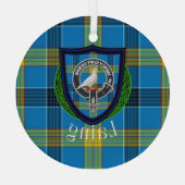 Laing Schotse Clan Tartan & Crest Glas Ornament (Achterkant)
