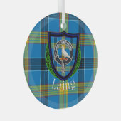 Laing Schotse Clan Tartan & Crest Glas Ornament (Voorkant Rechts)