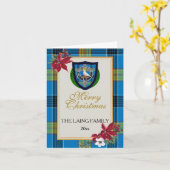 Laing Schotse Clan Tartan & Crest Kaart (Gele Bloem)