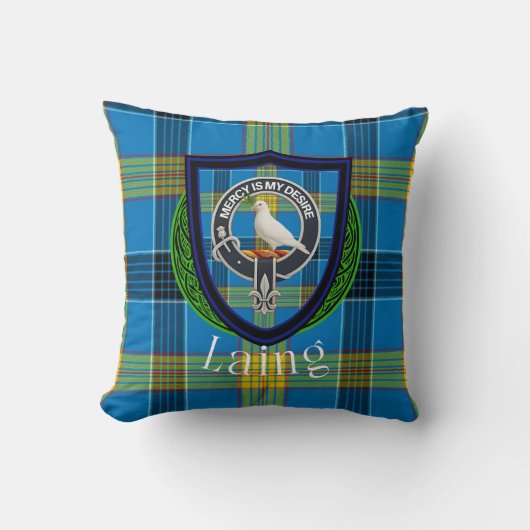 Laing Schotse Clan Tartan & Crest Kussen (Voorkant)
