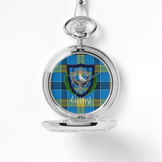 Laing Scottish Clan Tartan & Crest Horloge (Voorkant)