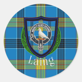 Laing Scottish Clan Tartan & Crest Ronde Sticker
