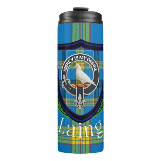 Laing Scottish Clan Tartan & Crest Thermosbeker (Voorkant)