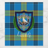 Laing Scottish Clan Tartan & Crest Wijn Etiket (Enkel label)