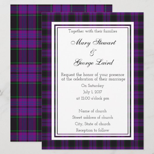 Laird Scottish Wedding Invitation Kaart (Voorkant / Achterkant)