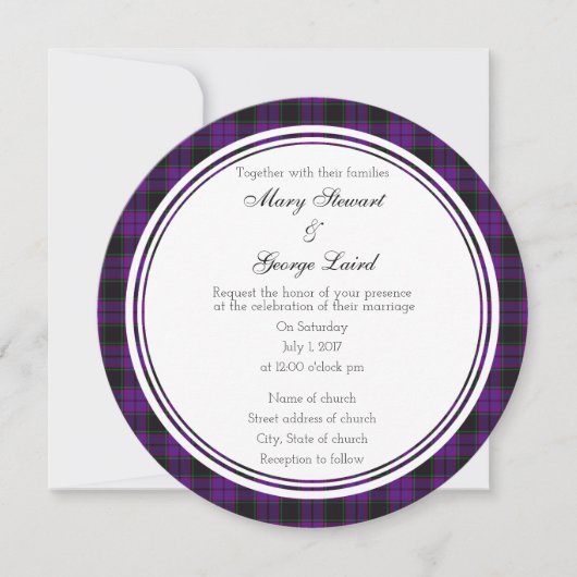 Laird Scottish Wedding Round Uitnodiging (Voorkant)