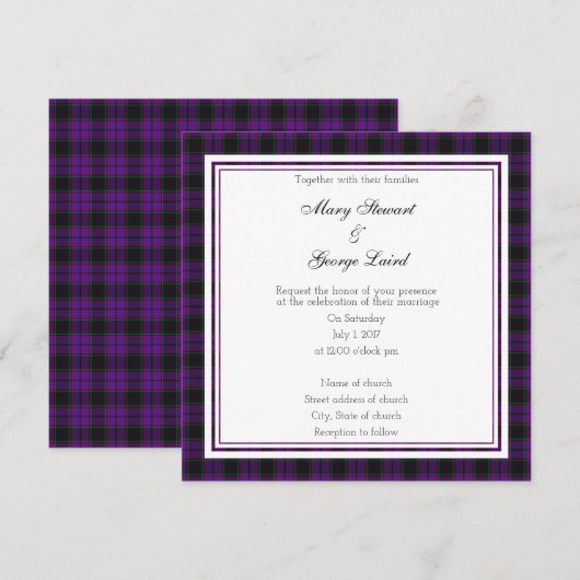 Laird Scottish Wedding Square Invitation Kaart (Voorkant / Achterkant)