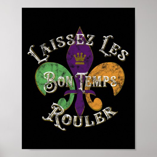 Laissez Les Bon Temps Rouler Mardi Gras 2025 Fleur Poster (Voorkant)