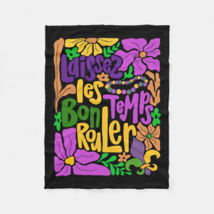 Laissez Les Bon Temps Rouler Mardi Gras Beads Boho Fleece Deken
