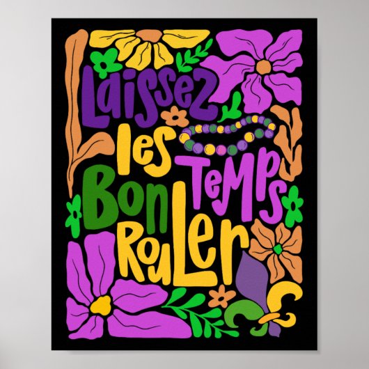 Laissez Les Bon Temps Rouler Mardi Gras Beads Boho Poster (Voorkant)