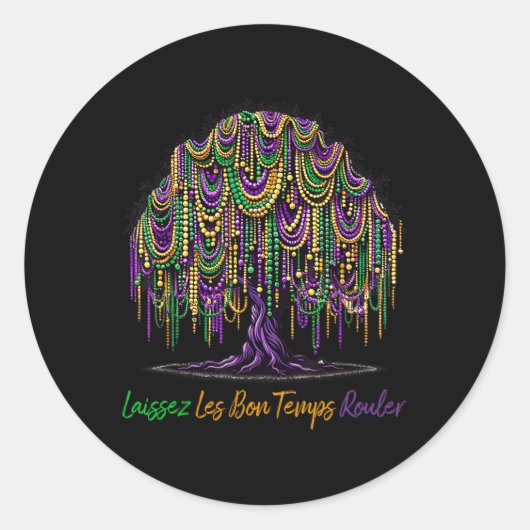 Laissez Les Bon Temps Rouler Mardi Gras Boomkralen Ronde Sticker (Voorkant)