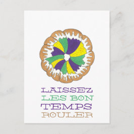 Laissez Les Bon Temps Rouler Mardi Gras King Cake Briefkaart
