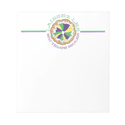 Laissez Les Bon Temps Rouler Mardi Gras King Cake Notitieblok (Voorkant)