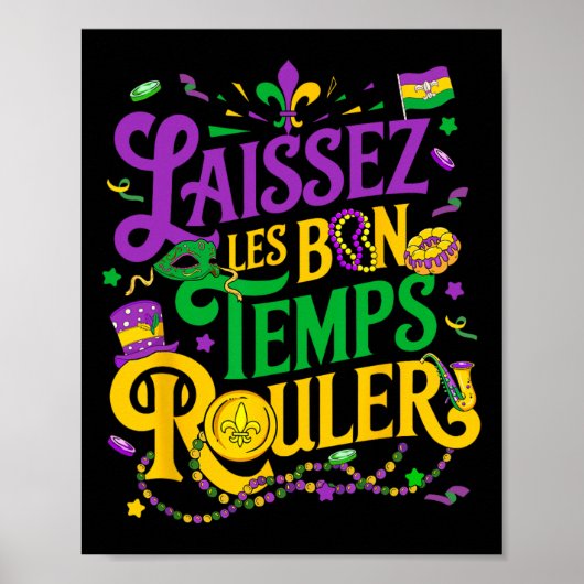 Laissez Les Bon Temps Rouler Mardi Gras Kralen Fle Poster (Voorkant)