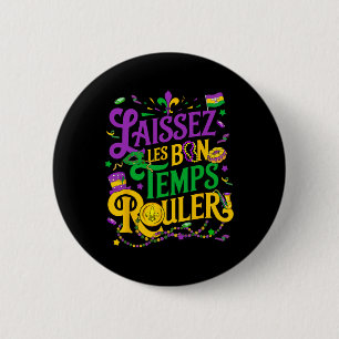Laissez Les Bon Temps Rouler Mardi Gras Kralen Fle Ronde Button 5,7 Cm