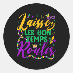 Laissez Les Bon Temps Rouler Mardi Gras Kralen Fle Ronde Sticker