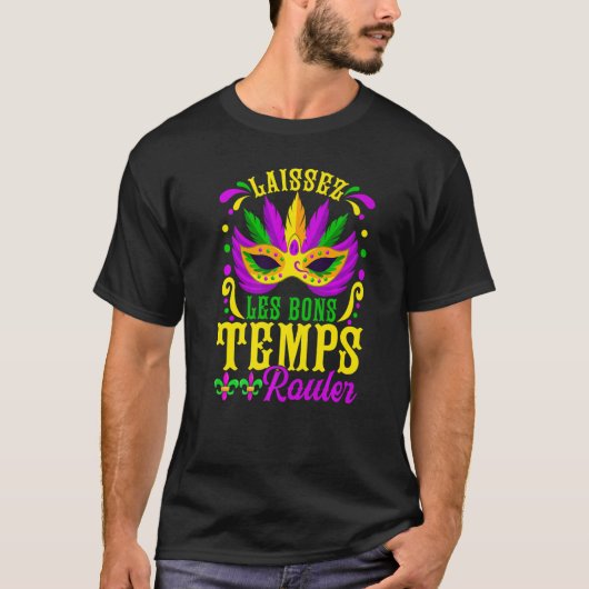 Laissez Les Bon Temps Rouler Mardi Gras Mask Beads T-shirt (Voorkant)