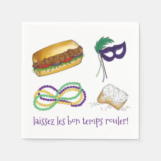 Laissez Les Bon Temps Rouler Mardi Gras NOLA Servetten (Voorkant)