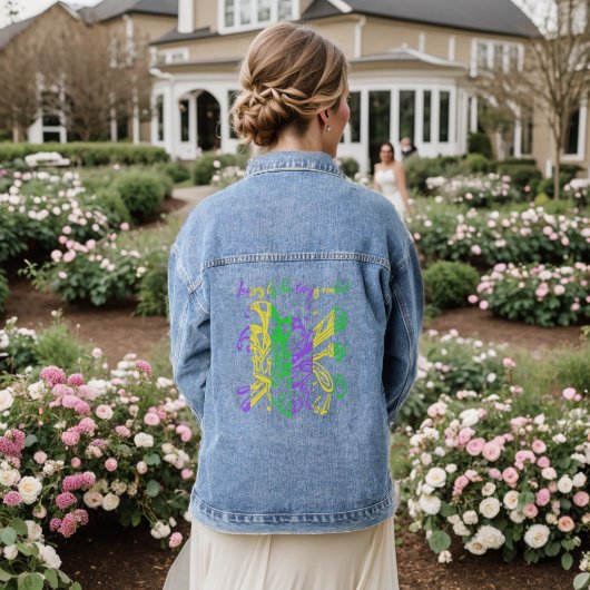 Laissez les bon temps rouler Typography Mardi Gras Denim Jacket (Huwelijk Achterkant)