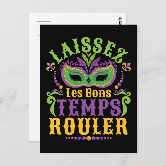 Laissez Les Bons Temps Rouler Mardi Gras Briefkaart (Voorkant / Achterkant)