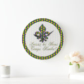 Laissez les Bons Temps Rouler! Mardi Gras Clock d1 Grote Klok (Huis)