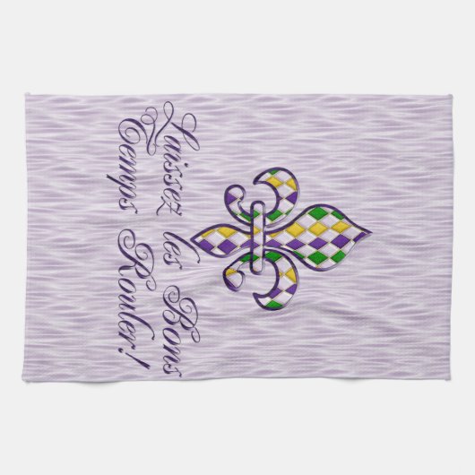 Laissez les Bons Temps Rouler Mardi Gras Fleur d2 Theedoek (Horizontaal)