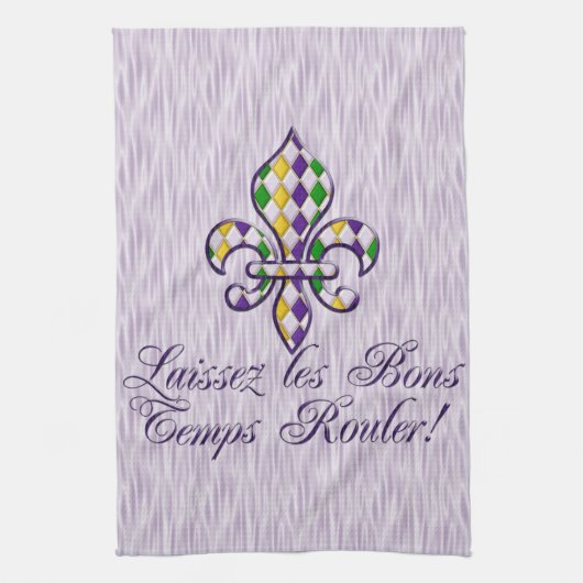 Laissez les Bons Temps Rouler Mardi Gras Fleur d2 Theedoek (Verticaal)