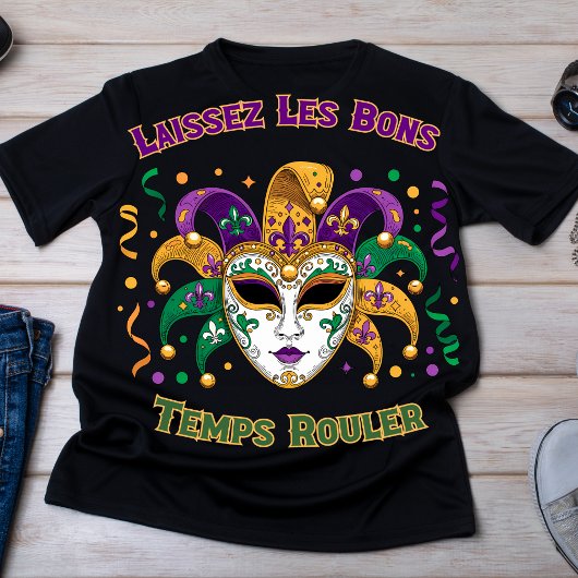 Laissez Les Bons Temps Rouler Mardi Gras Mask T-shirt