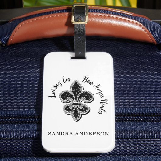 Laissez Mardi Gras Fleur De Lis Custom Bagagelabel (Voorkant Insitu 2)