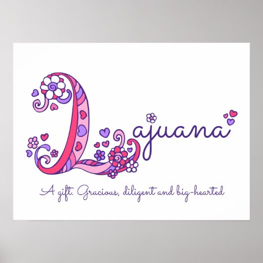 Lajuana initiële L doedel hart kunst naam betekeni Poster (Voorkant)