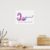 Lajuana initiële L doedel hart kunst naam betekeni Poster (Keuken)