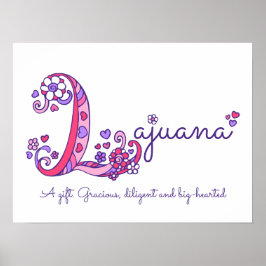 Lajuana initiële L krabbel hart kunst naam beteken Poster