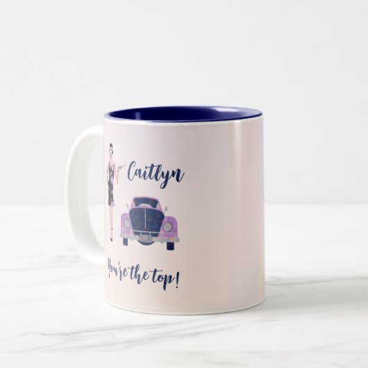  lak en Antiek auto van 1920 Tweekleurige Koffiemok (Voorkant links)