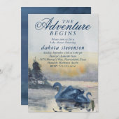 Lake Adventure begint | Baby shower Rustic Swan Kaart (Voorkant / Achterkant)