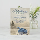 Lake Adventure begint | Baby shower van bruin en z Kaart (Staand voorkant)