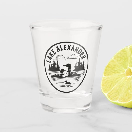 Lake Alexander Loon Cabin Natuur Scene Shot Glas (Voorkant)