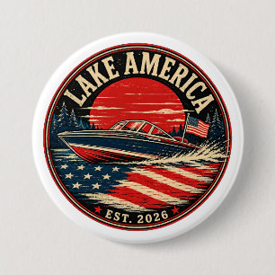 Lake America est 2026 politieke humor Ronde Button 7,6 Cm