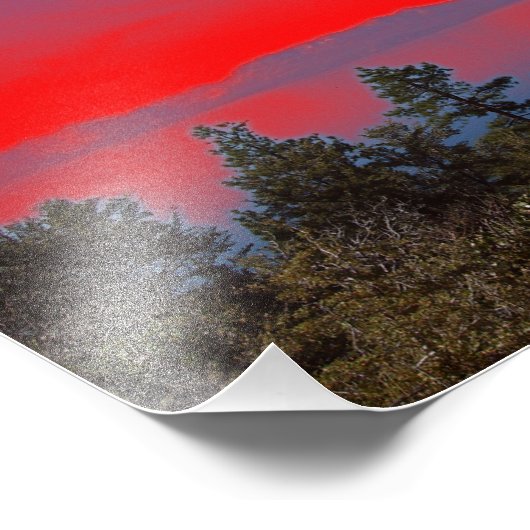 Lake and Red Sky Foto Afdruk (Hoek)