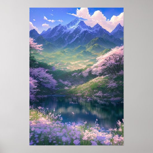 Lake and Snowy Mountains Poster (Voorkant)